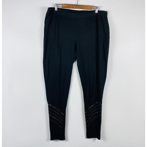 Torrid Plus Size 3X Studded Leggings Black Cotton Blend Pull On - Picture 1 of 6
